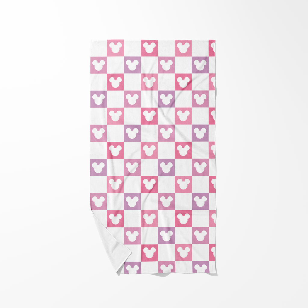 Pink + Lilac Mouse Check Beach Towel